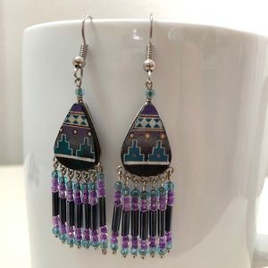 Tribal Beaded Drop Earrings